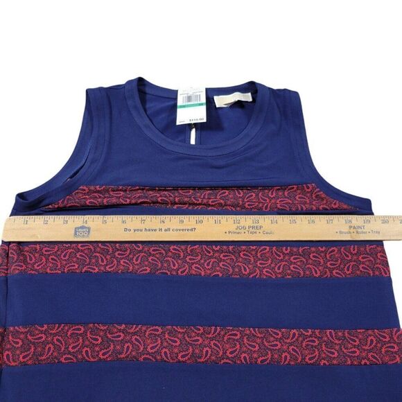 Michael Kors Dress Womens 0X Blue Red Paisley Paneled Shift Sleeveless Tags - Picture 2 of 8